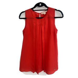 Michael Kors Mk Orange Sleeveless Zip Front Top Size Small
